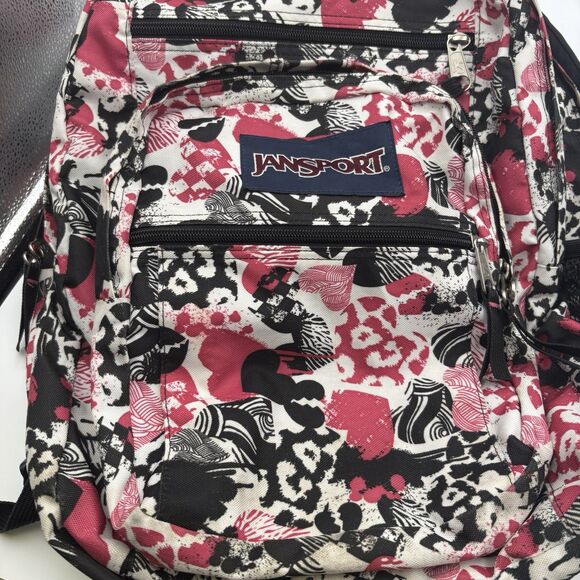 Jansport Mini Backpack Day Bag Hearts Black Pink - Picture 5 of 9